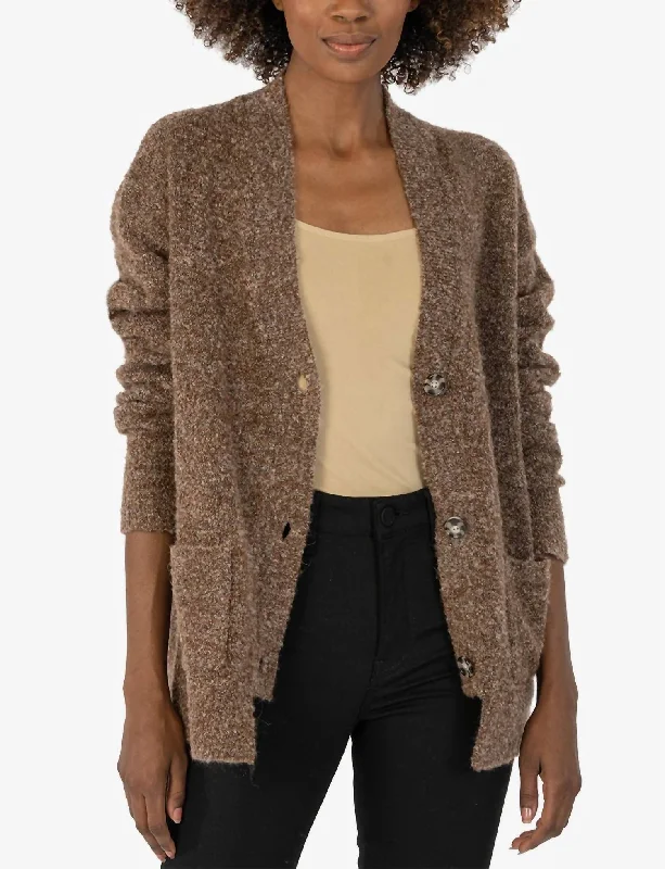 Angora Knit TopsAddie Cardigan In Brown