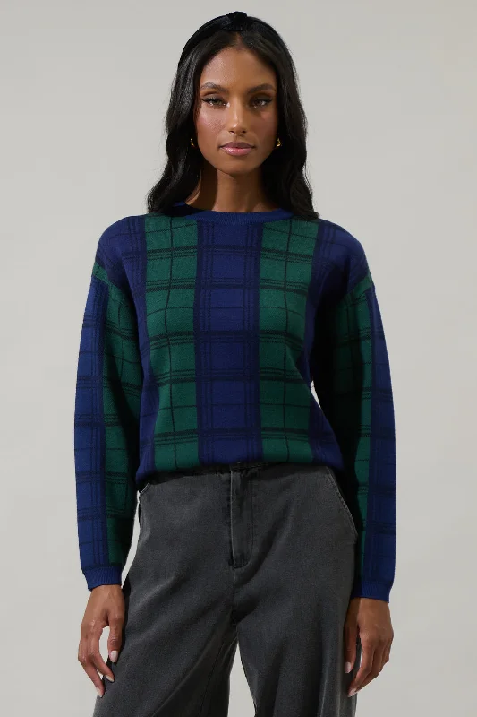 Fleece Knit TopsAllen Plaid Dansby Window Pane Sweater