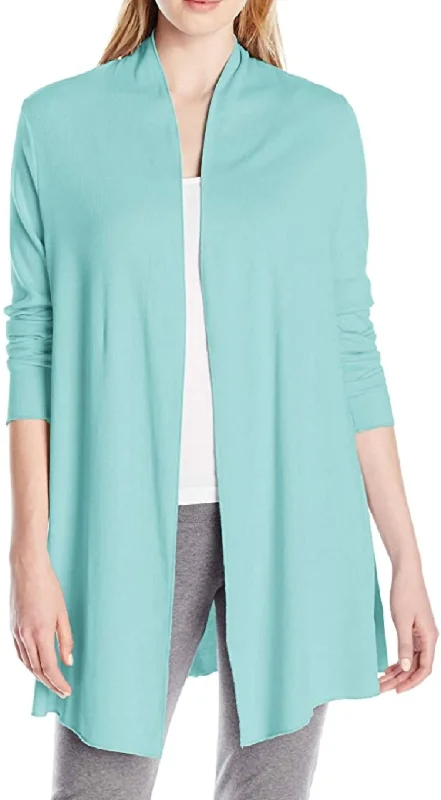 Polyester Knit TopsAmelia Knit Cardigan In Aqua