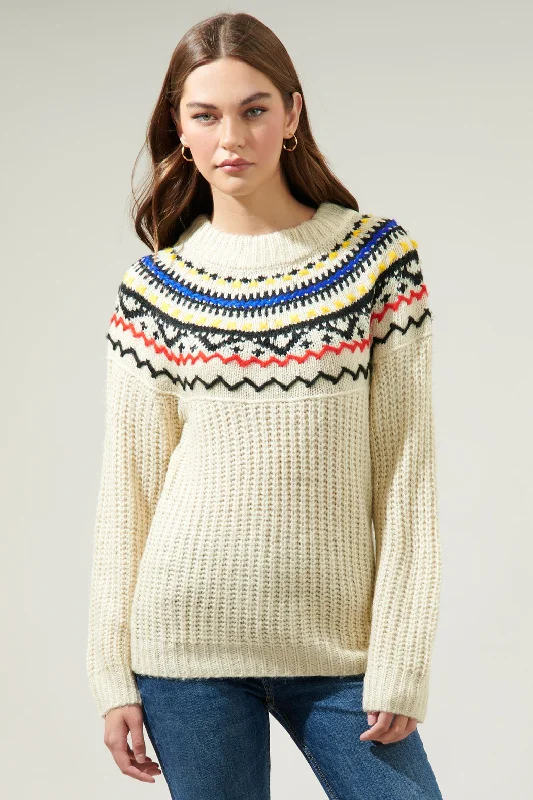 Limited Edition Knit TopsAurelia Fair Isle Mock Neck Sweater