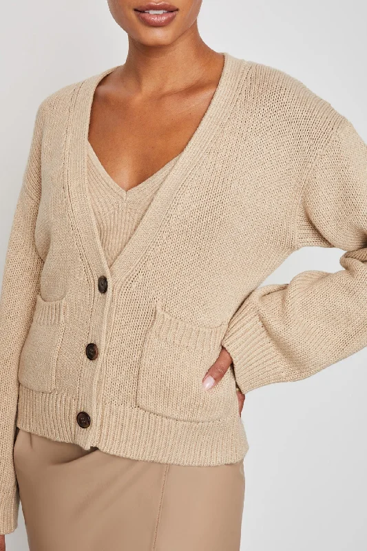 Metallic Knit TopsBailey 44 Lana Sweater Cardigan in Birch