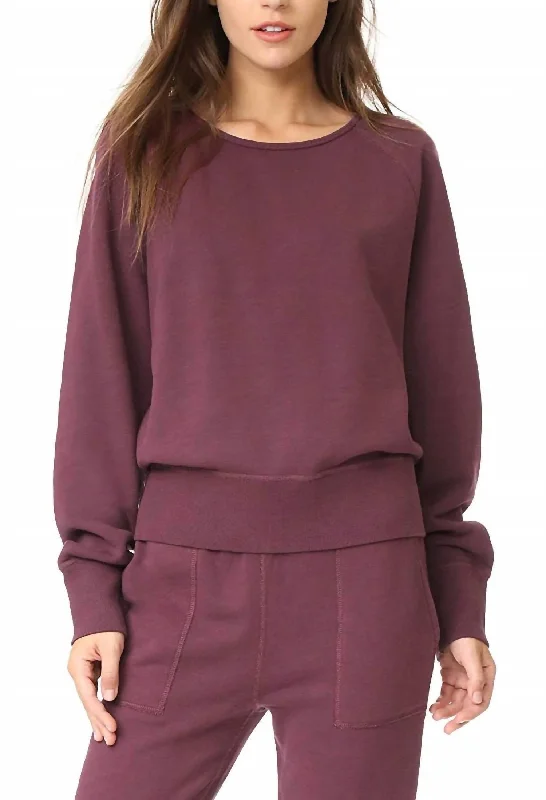 Asymmetrical Knit TopsClassic Fit Pullover Sweater in Port