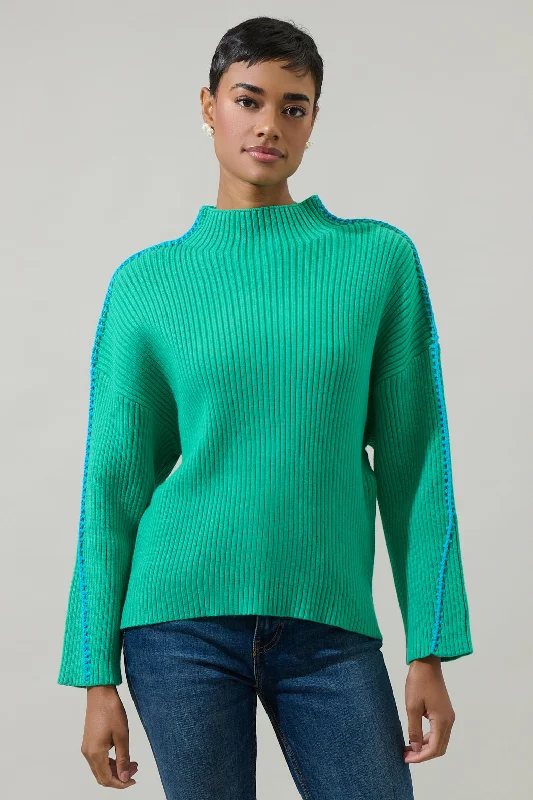 Boat Neck Knit TopsCole Whipstitch Turtle Neck Sweater