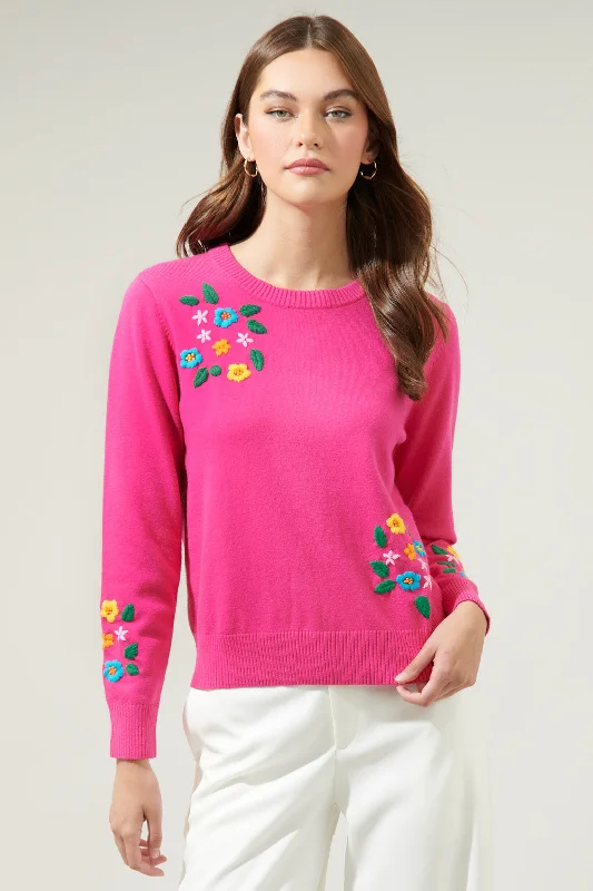 Skateboard Knit TopsDandy Bouquet Crew Neck Sweater