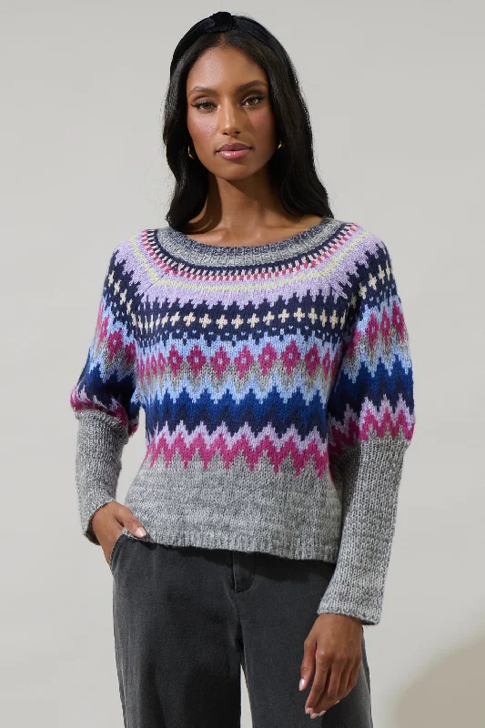 Mohair Knit TopsDaria Fair Isle Crewneck Sweater