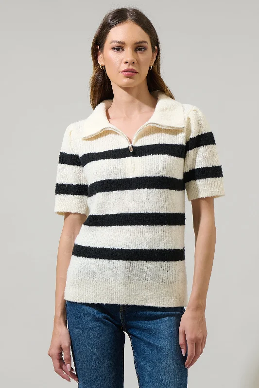 Embellished Knit TopsElinor Striped Short Sleeve Sweater Top