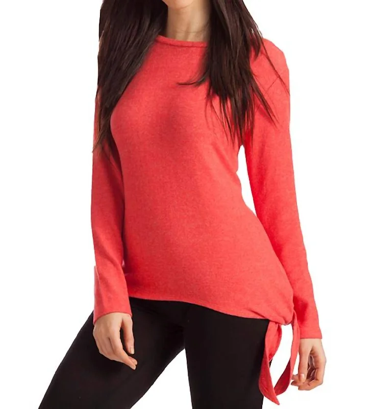 Artist Knit TopsEllie Side Tie Kashmira Sweater In Coral