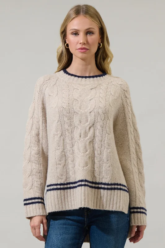 Linen Knit TopsEudora Oversized Cable Knit Sweater