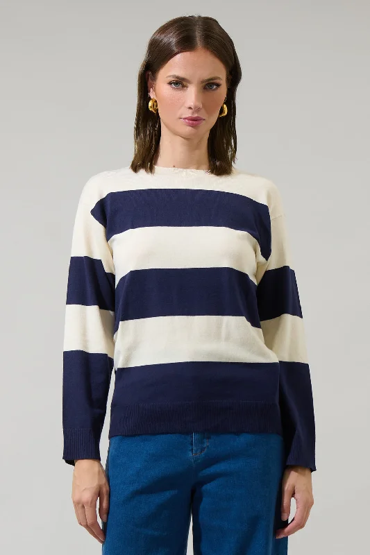 Yoga Knit TopsHebrony Color Block Striped Sweater