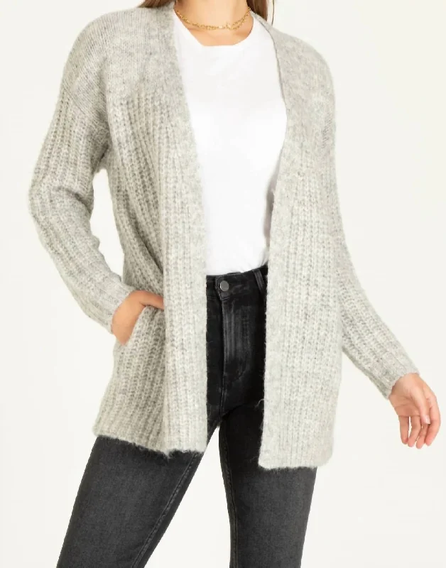 Glitter Knit TopsHibiscus Cardigan In Heather Grey