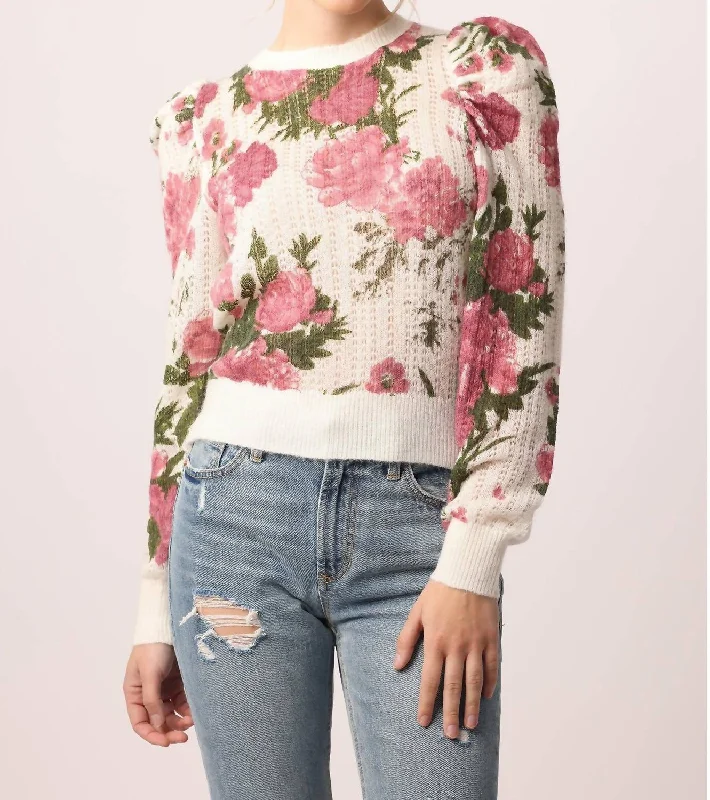 Organic Cotton Knit TopsKailyn Floral Sweater in La Rose