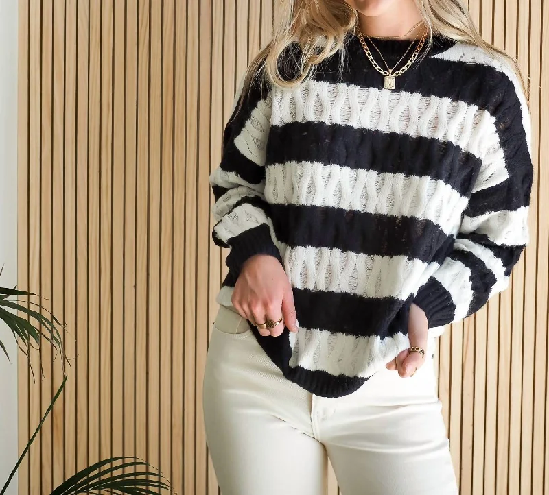 Cultural Knit TopsKarli Striped Sweater in Black/White