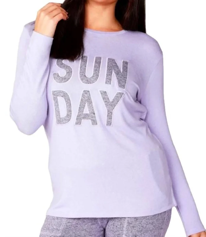 Travel Knit TopsLong Sleeve Sunday Crew Top In Lilac