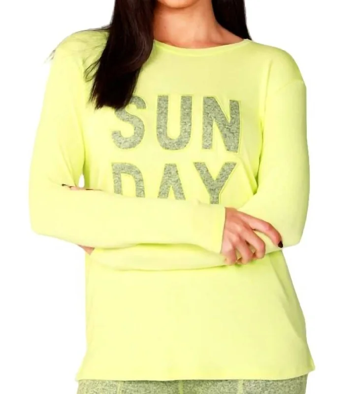 Winter Knit TopsLong Sleeve Sunday Crew Top In Lime