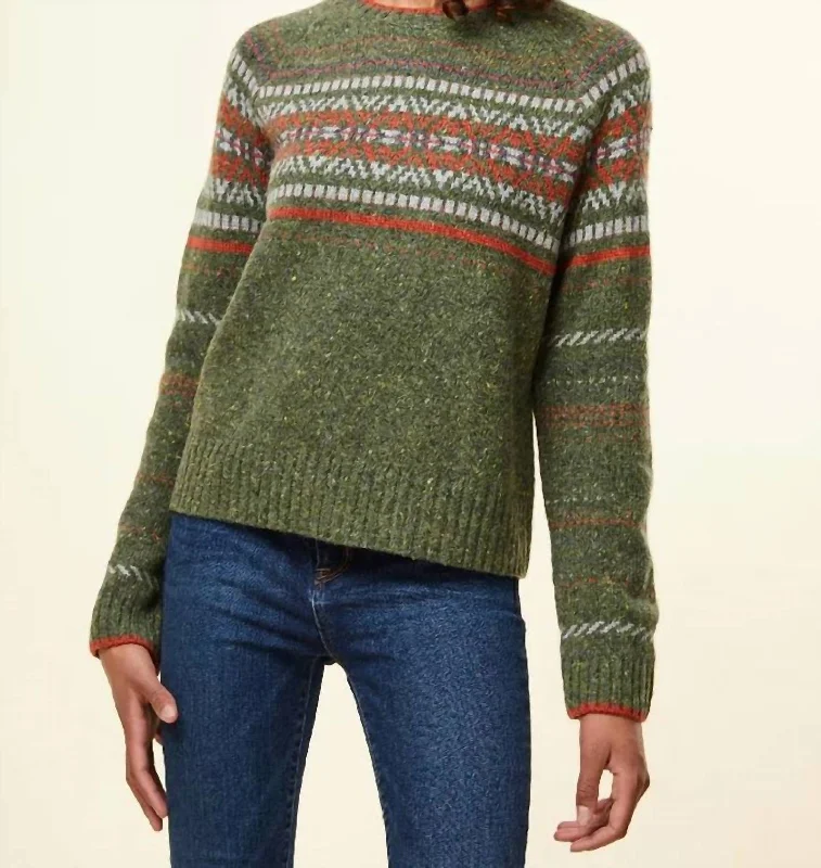 Embroidered Knit TopsMaria Pullover Sweater in Forest