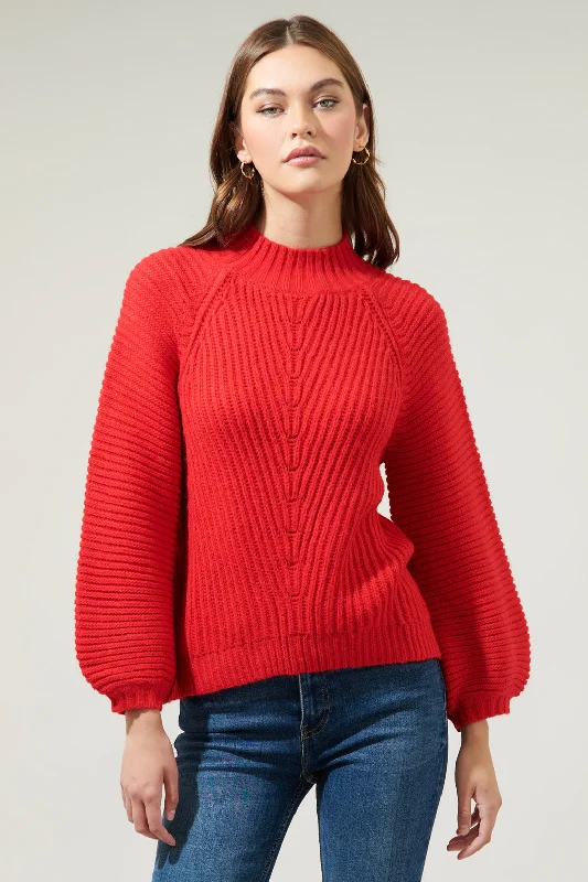 Sheer Knit TopsMariela Mock Neck Chunky Knit Sweater