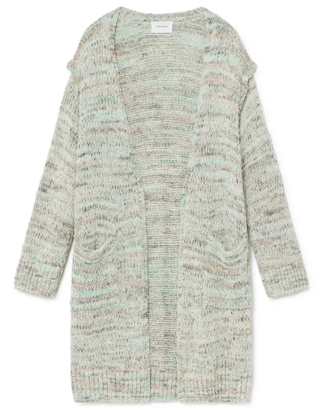 Sheer Knit TopsMelange Knit Cardigan In 3221 Menta (Mint)