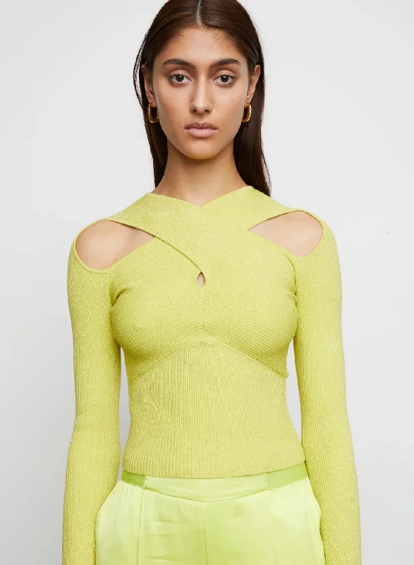 Embellished Knit TopsMimosa Hazel Stretch Cold Shoulder Cutout Sweater