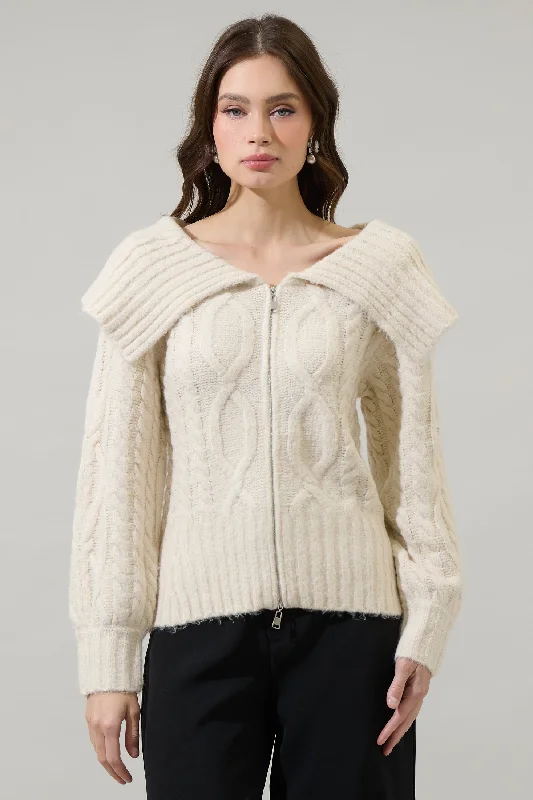 Wool Knit TopsMitchell Zip Up Cropped Sweater