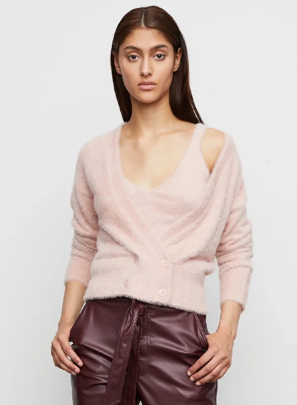 Off-Shoulder Knit TopsMolly Double Breasted Cardigan in Blush