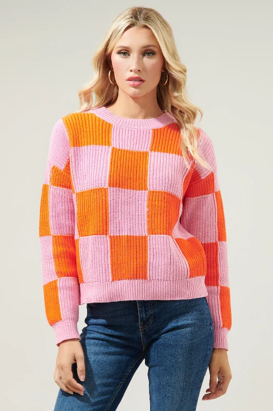 Yoga Knit TopsMorning Star Checkerboard Sweater