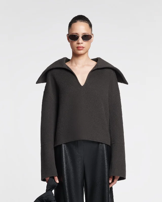 Spring Knit TopsMaxe - Double Wool And Silk Sweater - Anthracite