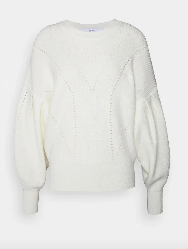 Lace-Up Knit TopsOrnica Pullover In White