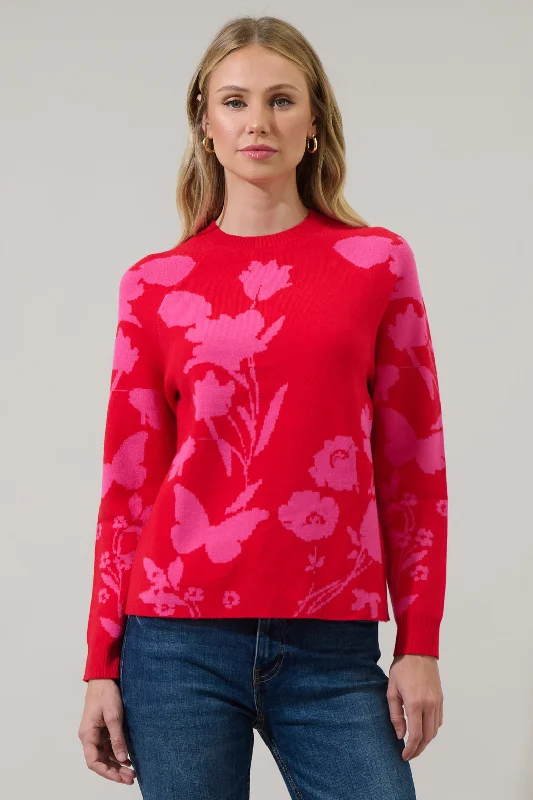 Oversized Knit TopsPatsy Floral Raglan Sleeve Sweater