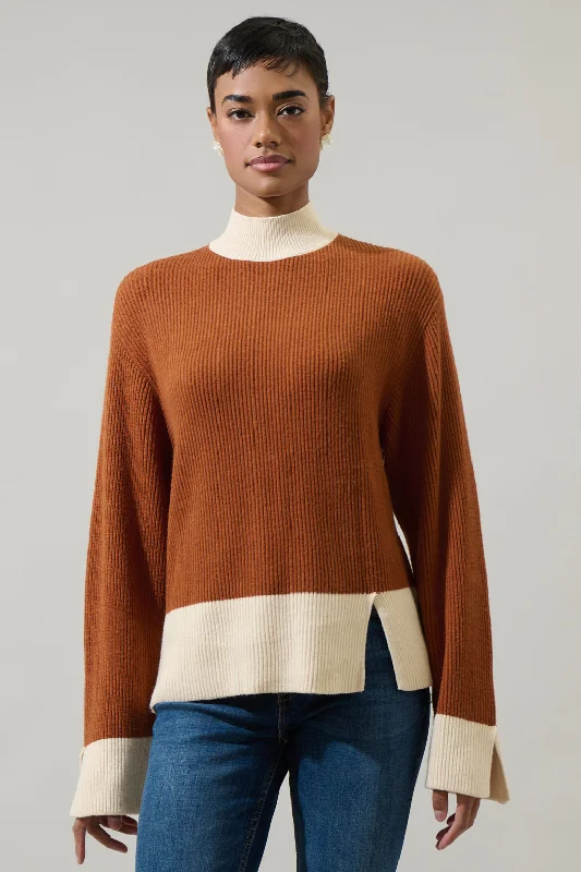 Embellished Knit TopsPaula Colorblock Wide Sleeve Sweater