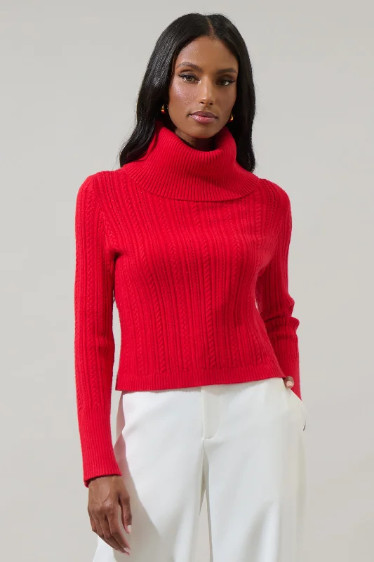 Metallic Knit TopsPerrie Turtle Neck Cropped Sweater