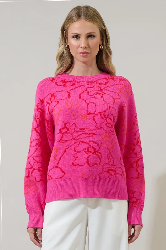 Branded Knit TopsPerry Floral Dropped Shoulder Sweater