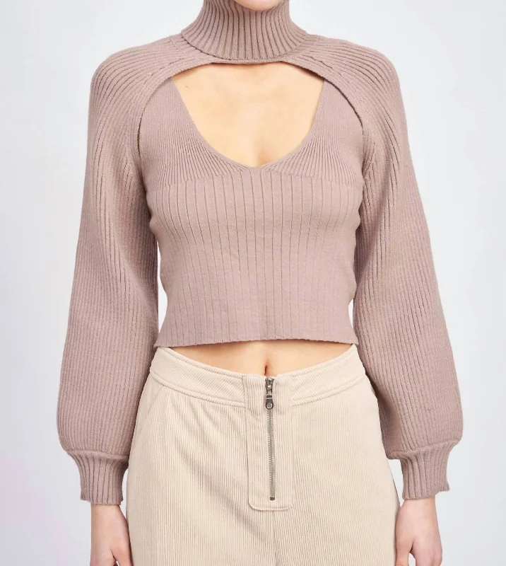 Embroidered Knit TopsSonoita Two-Piece Crop Sweater In Dusty Lilac