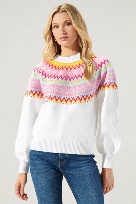 Designer Knit TopsTurkish Delight Fair Isle Pastel Sweater