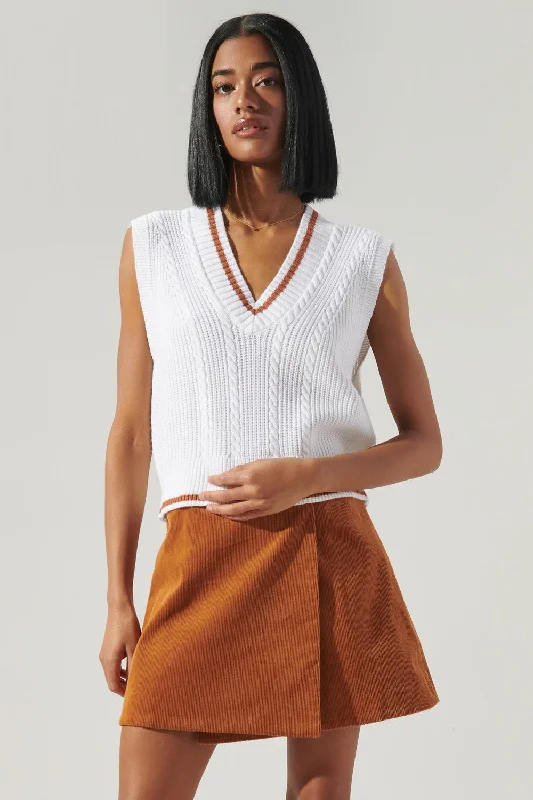 Longline Knit TopsVarsity V Neck Cropped Knit Sweater Vest