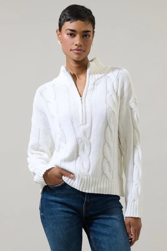 Embroidered Knit TopsWadley Zip Up Cropped Sweater