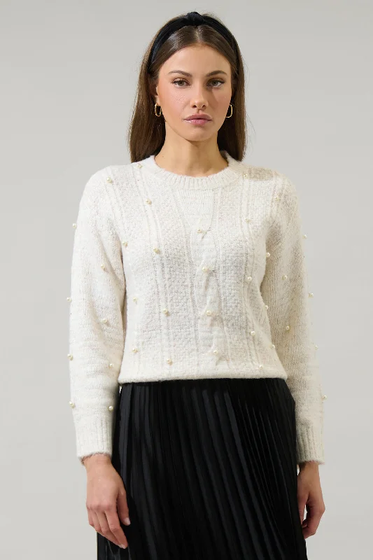 Asymmetrical Knit TopsWynter Pearl Dropped Shoulder Sweater