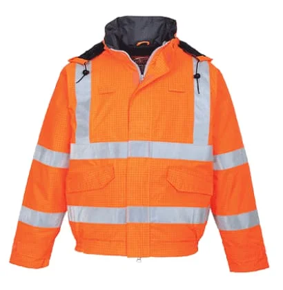 Windproof JacketsBizflame FRAS Hi Vis Flame Retardant Anti Static Waterproof Bomber Jacket - S773