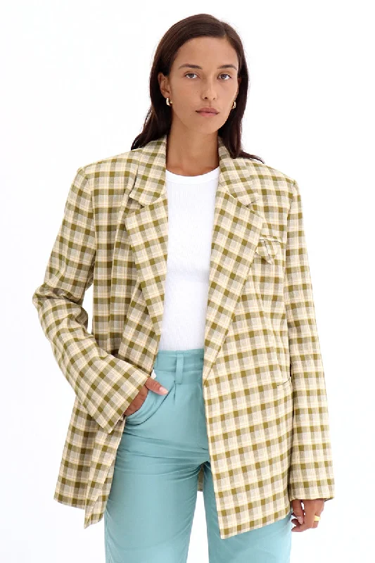 Embellished JacketsBLANCA Womens Samantha Blazer Green/Yellow Check