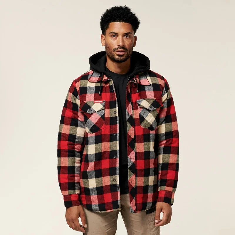 Hemp JacketsHard Yakka Quilted Flannel Hooded Shacket (Y06690)