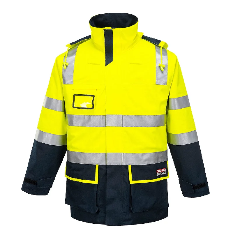 Denim JacketsHuski Flash Hi Vis 2 Tone Flame Resistant Jacket (Yel/Nav) K8154