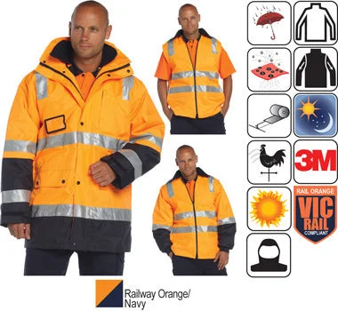 Rainproof JacketsHuski - Venture Hi-Visibility Waterproof Jacket, Railway Orange 918106