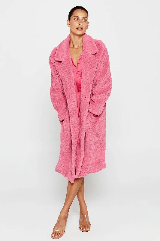 Asymmetrical JacketsPIPPA THE LABEL Womens Selena Teddy Coat Magenta