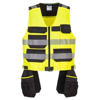 WindbreakersPW3 Hi Vis Class 1 Tool Vest multi pocket zip up toolvest Portwest  PW308