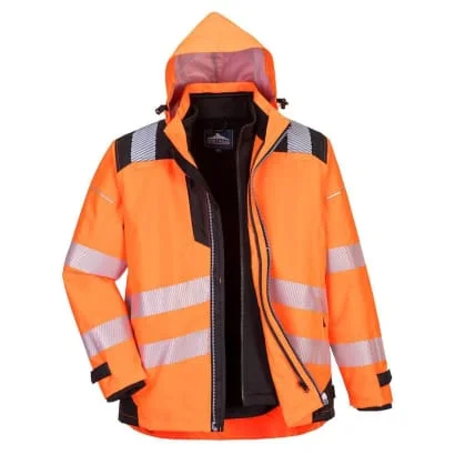 Wool JacketsPW3 Winter Hi-Vis 3 in 1 Waterproof Jacket (removable zipped sweatshirt built in) Portwest PW365