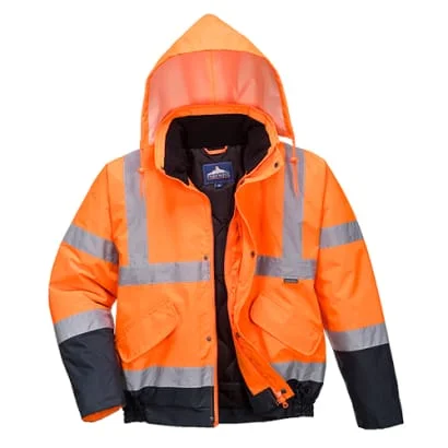 Embellished JacketsWaterproof Hi-Vis 2-Tone Padded Bomber Jacket RIS 3279 Portwest S266