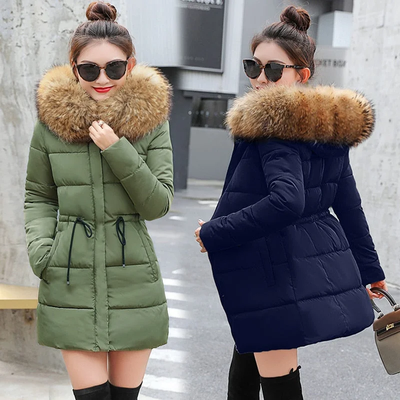 Safari JacketsWinter Jacket Women New 2018 Coats faux fur coat Female Parka black Thick Cotton Padded Lining Ladies manteau femme hiver