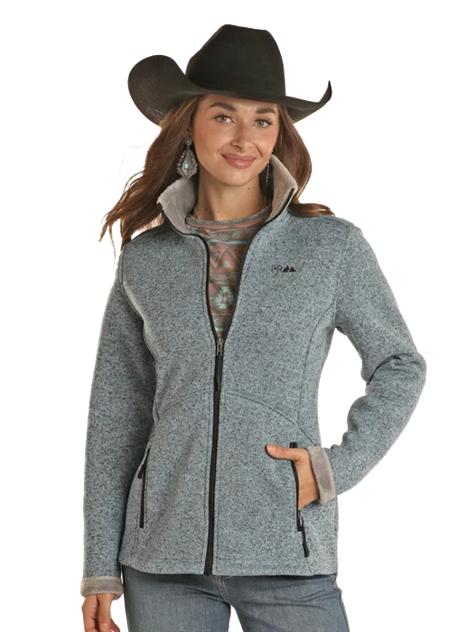 Fleece JacketsWOMENS MELANGE KNIT JACKET W/MICRO FUR