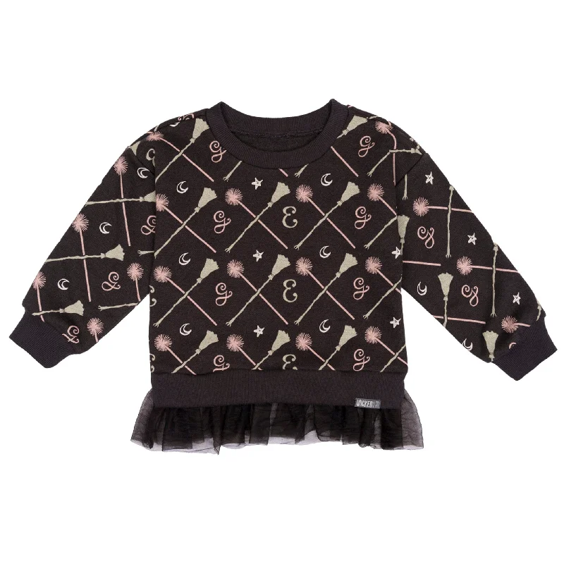 Compression SweatshirtsInfant & Toddler Girls Black Wand & Broom Wicked Sweatshirt