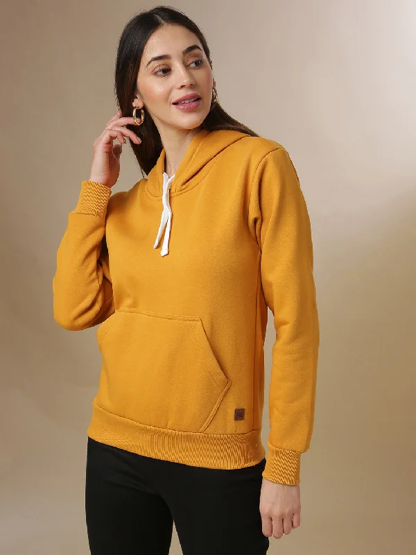 Button-Up SweatshirtsCampus Sutra Women Solid Stylish Casual Hooded Sweatshirts