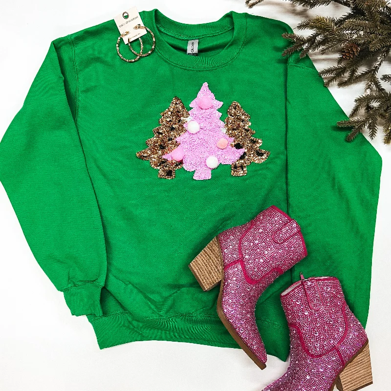 Sherpa-Lined HoodiesAll I Want For Christmas Sequin Christmas Tree Graphic Sweatshirt in Green